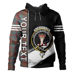ScotsTee Shop Scottish Robertson of Struan Weathered Clan Crest Tartan Hoodie Quarter Personalized