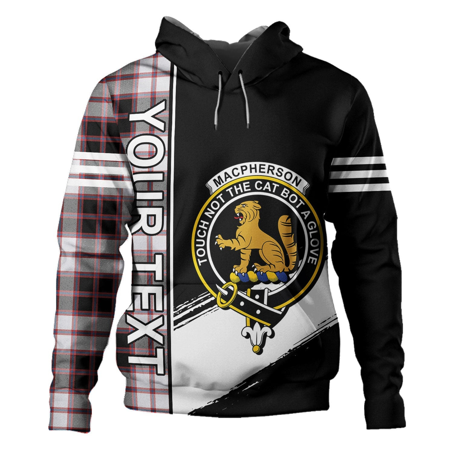 ScotsTee Shop Scottish MacPherson of Pitmain Ancient Clan Crest Tartan Hoodie Quarter Personalized