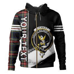 ScotsTee Shop Scottish Stewart Black Modern Clan Crest Tartan Hoodie Quarter Personalized