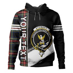 ScotsTee Shop Scottish Stewart Black Modern Clan Crest Tartan Hoodie Quarter Personalized