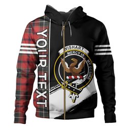 ScotsTee Shop Scottish Wishart Dress Weathered Clan Crest Tartan Hoodie Quarter Personalized