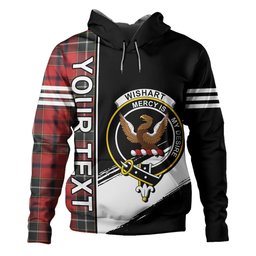 ScotsTee Shop Scottish Wishart Dress Weathered Clan Crest Tartan Hoodie Quarter Personalized