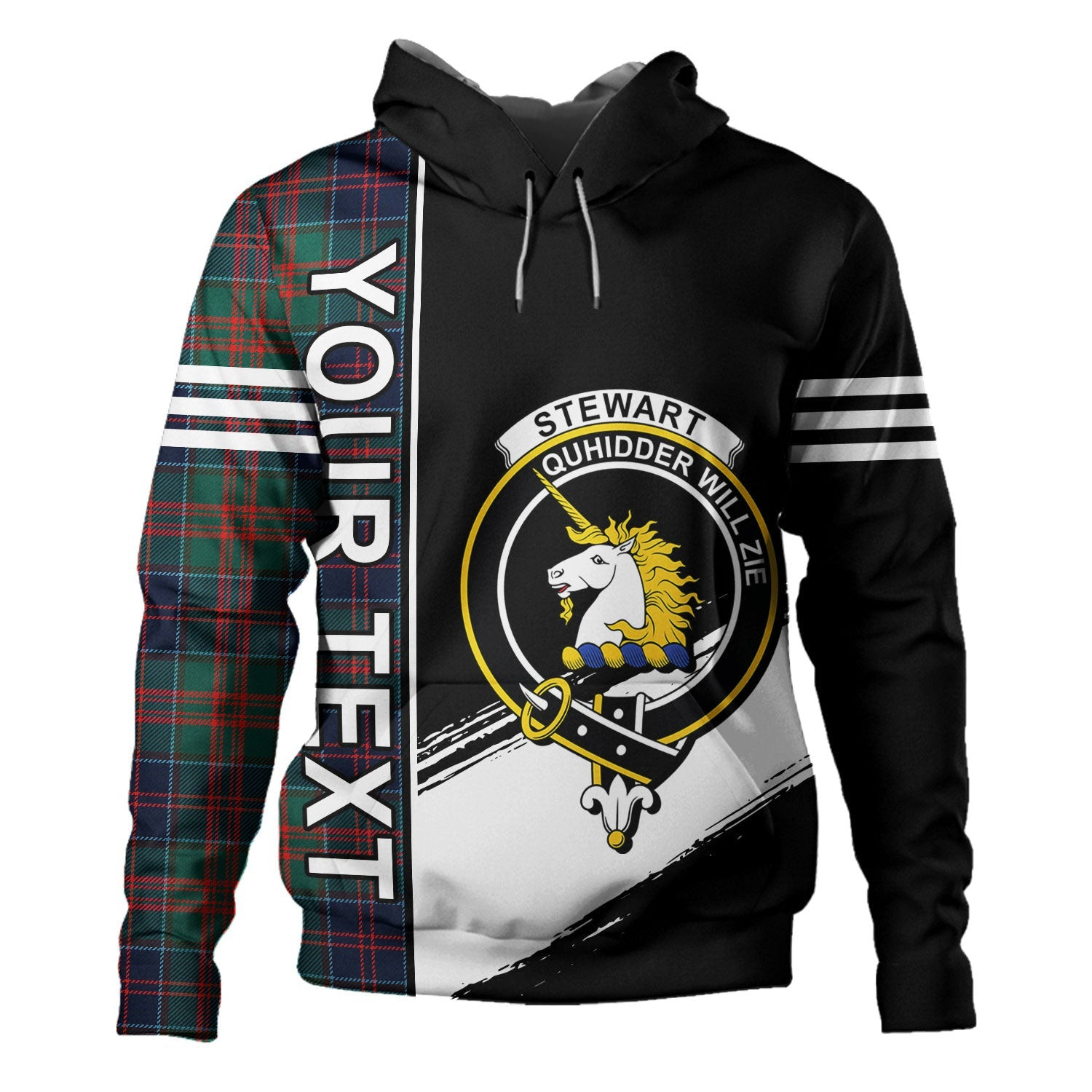 ScotsTee Shop Scottish Stewart of Appin Hunting Modern Clan Crest Tartan Hoodie Quarter Personalized