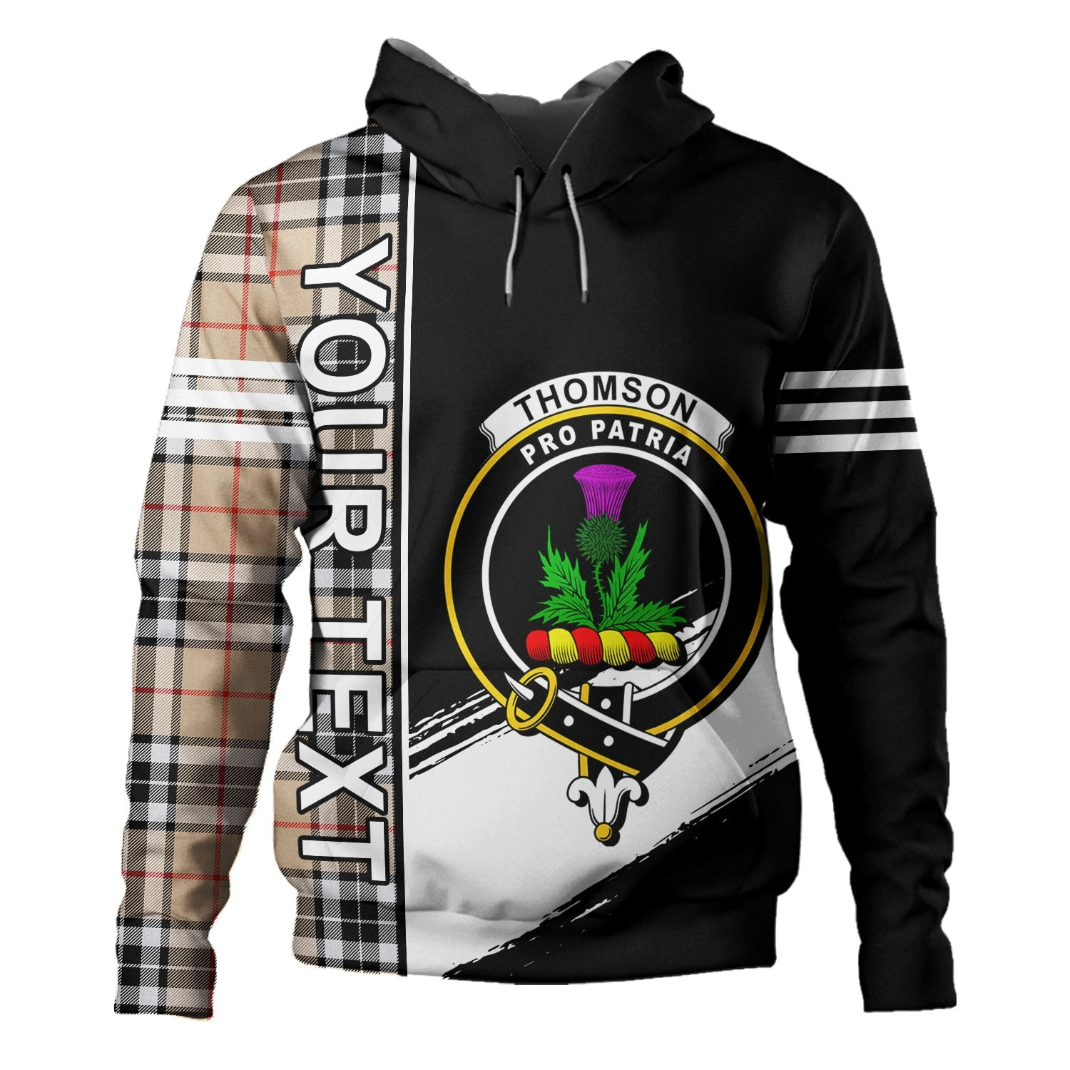 ScotsTee Shop Scottish Thomson Camel (MacThomas Thompson Camel) Modern Clan Crest Tartan Hoodie Quarter Personalized