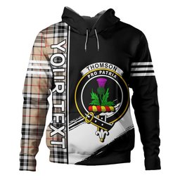 ScotsTee Shop Scottish Thomson Camel (MacThomas Thompson Camel) Modern Clan Crest Tartan Hoodie Quarter Personalized