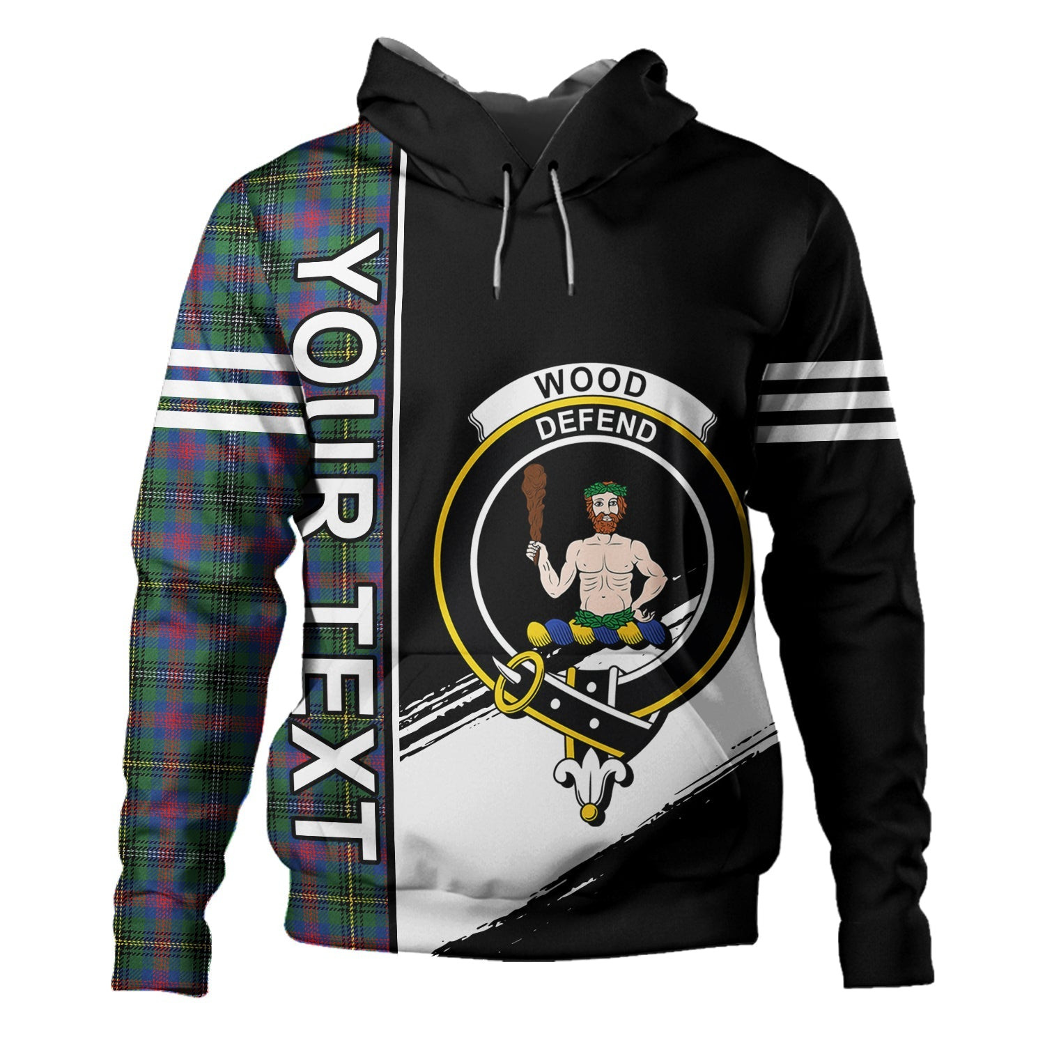 ScotsTee Shop Scottish Wood Modern Clan Crest Tartan Hoodie Quarter Personalized