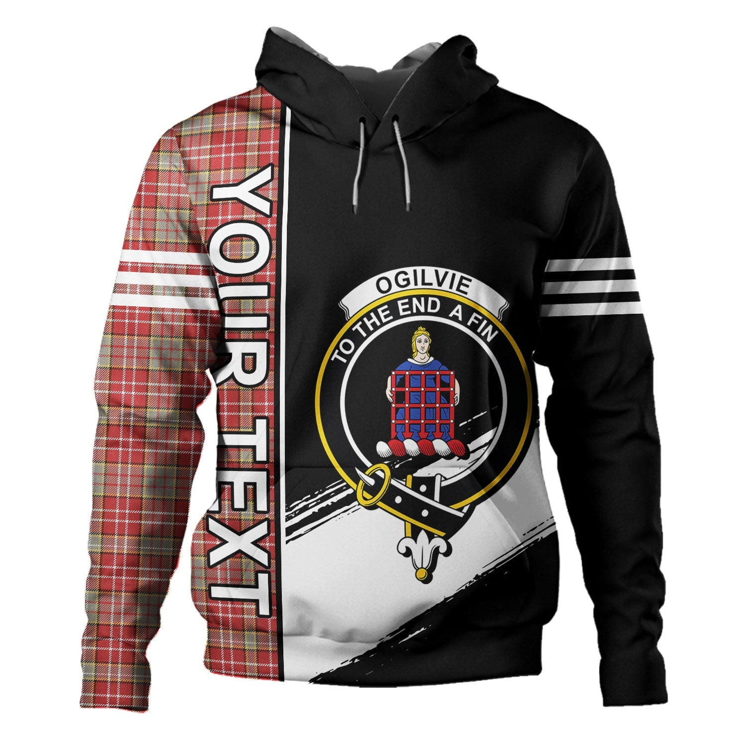 ScotsTee Shop Scottish Ogilvie Weathered Clan Crest Tartan Hoodie Quarter Personalized