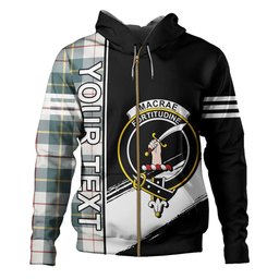 ScotsTee Shop Scottish MacRae of Conchra Weathered Clan Crest Tartan Hoodie Quarter Personalized