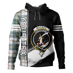 ScotsTee Shop Scottish MacRae of Conchra Weathered Clan Crest Tartan Hoodie Quarter Personalized