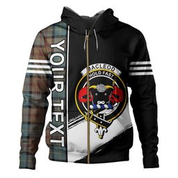 ScotsTee Shop Scottish MacLeod of Assynt Weathered Clan Crest Tartan Hoodie Quarter Personalized