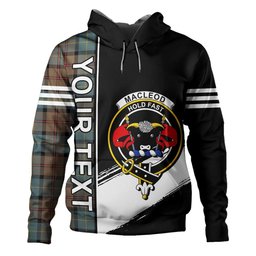 ScotsTee Shop Scottish MacLeod of Assynt Weathered Clan Crest Tartan Hoodie Quarter Personalized