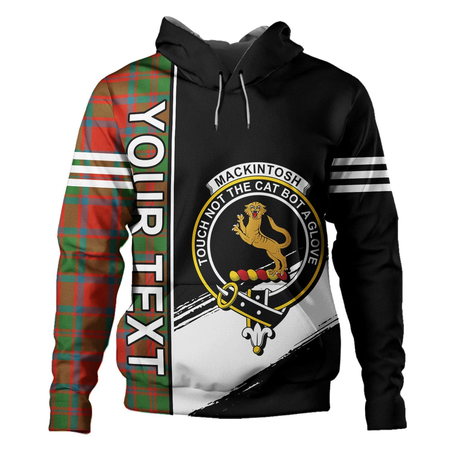 ScotsTee Shop Scottish MacKintosh Ancient Clan Crest Tartan Hoodie Quarter Personalized