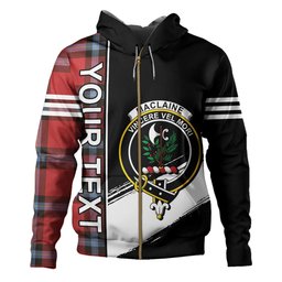 ScotsTee Shop Scottish MacLaine of LochBuie (Cockburn) (MacLaine) Weathered Clan Crest Tartan Hoodie Quarter Personalized