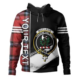 ScotsTee Shop Scottish MacLaine of LochBuie (Cockburn) (MacLaine) Weathered Clan Crest Tartan Hoodie Quarter Personalized