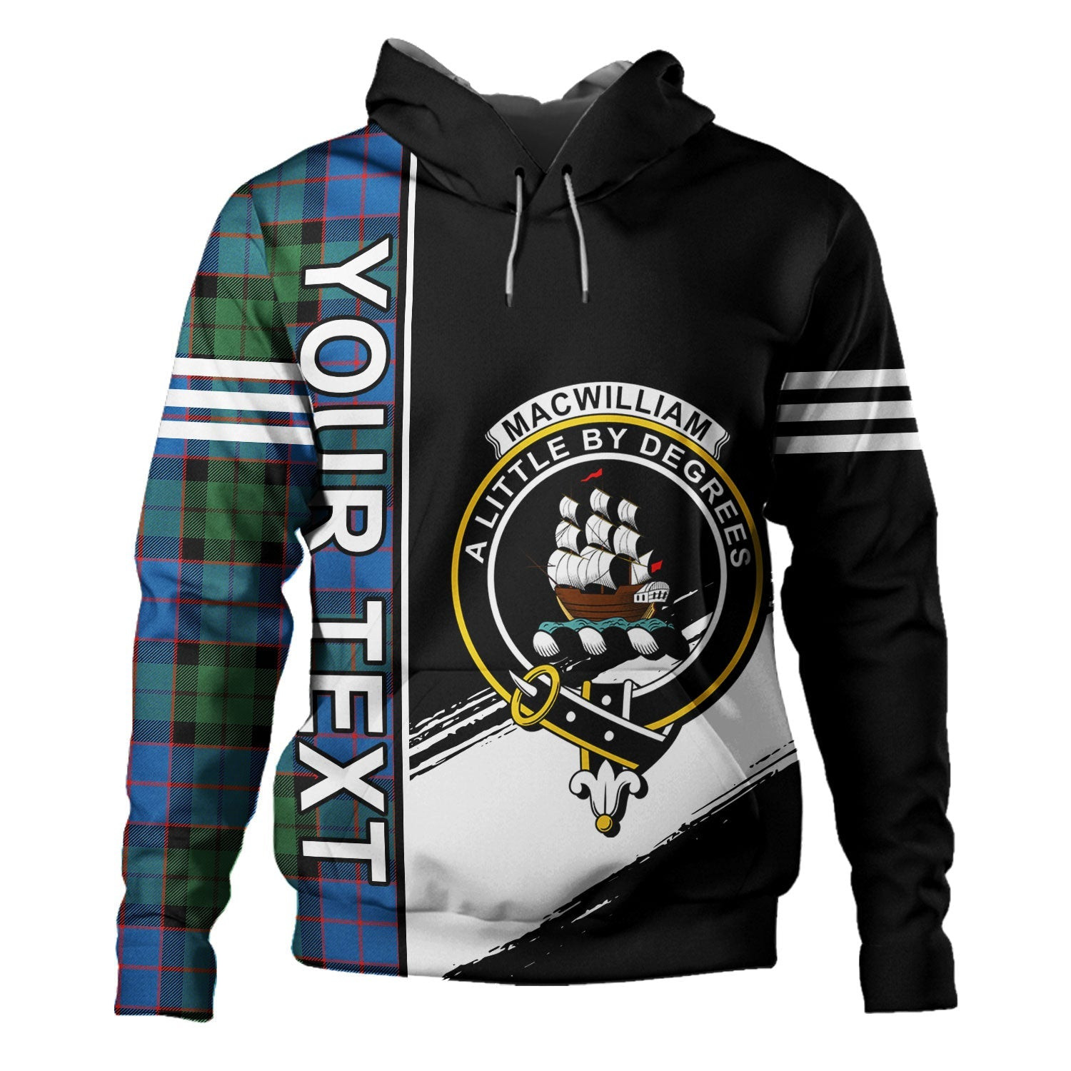 ScotsTee Shop Scottish MacWilliam (Williamson) Modern Clan Crest Tartan Hoodie Quarter Personalized