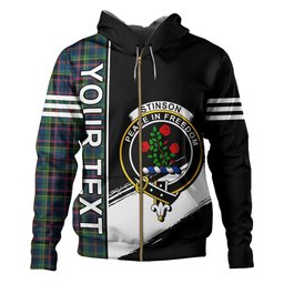 ScotsTee Shop Scottish Stinson (Stephenson Stevenson) Modern Clan Crest Tartan Hoodie Quarter Personalized