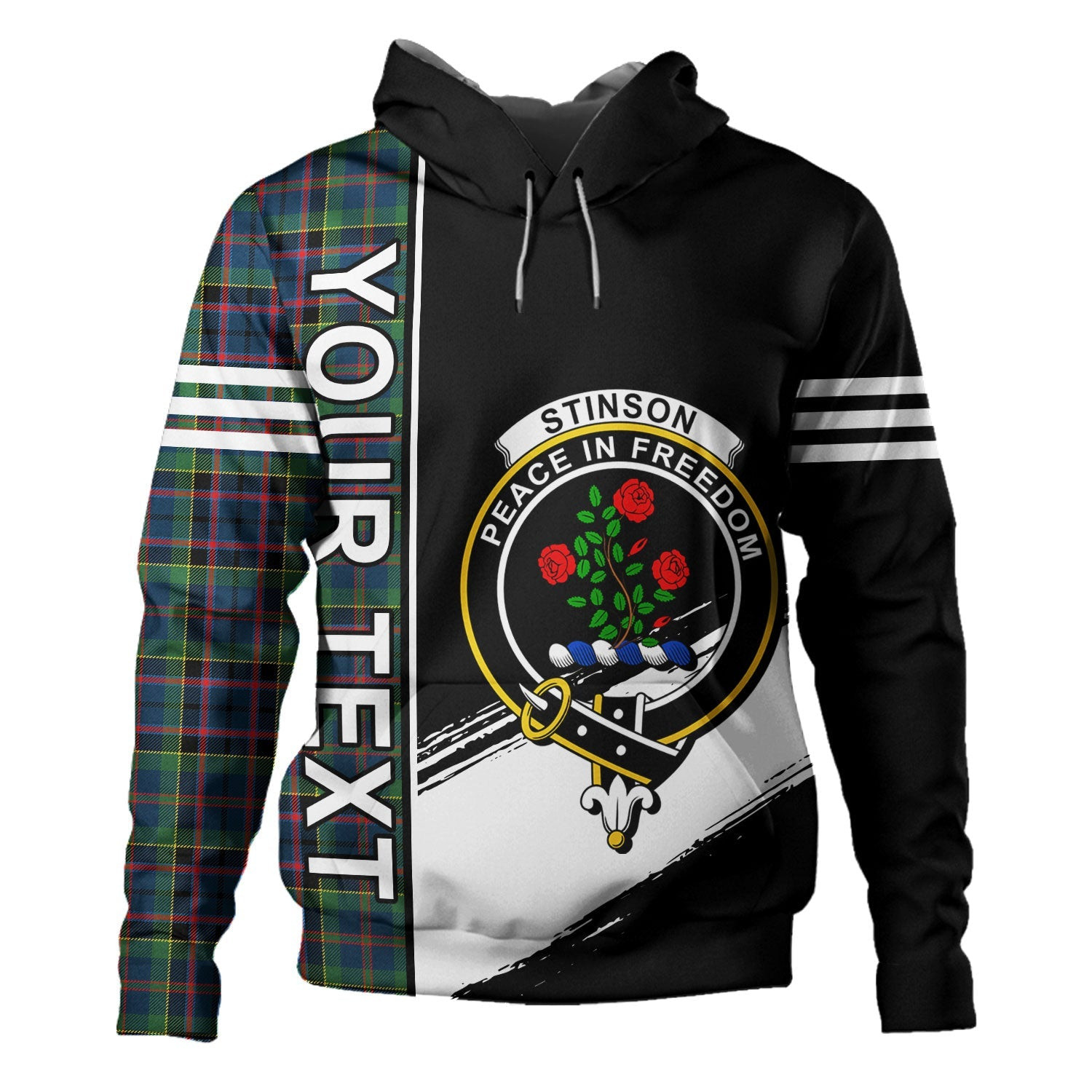 ScotsTee Shop Scottish Stinson (Stephenson Stevenson) Modern Clan Crest Tartan Hoodie Quarter Personalized