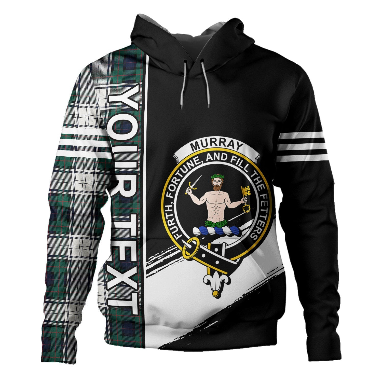 ScotsTee Shop Scottish Murray of Atholl Dress (Murray Dress) Modern Clan Crest Tartan Hoodie Quarter Personalized