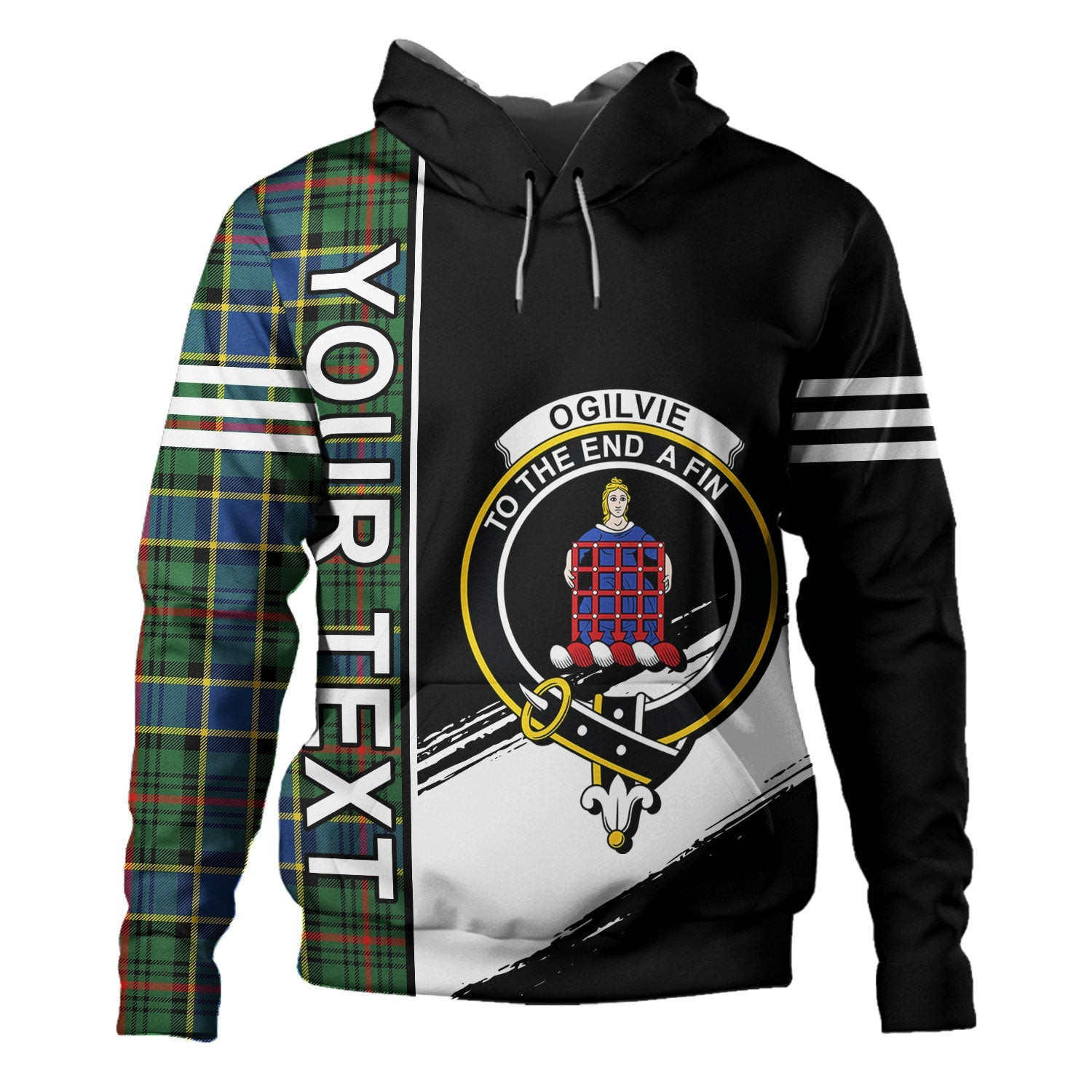 ScotsTee Shop Scottish Ogilvie of Inverarity (Wilson) Modern Clan Crest Tartan Hoodie Quarter Personalized