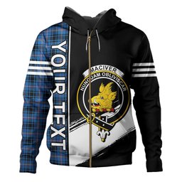 ScotsTee Shop Scottish MacIver of Strome Ancient Clan Crest Tartan Hoodie Quarter Personalized