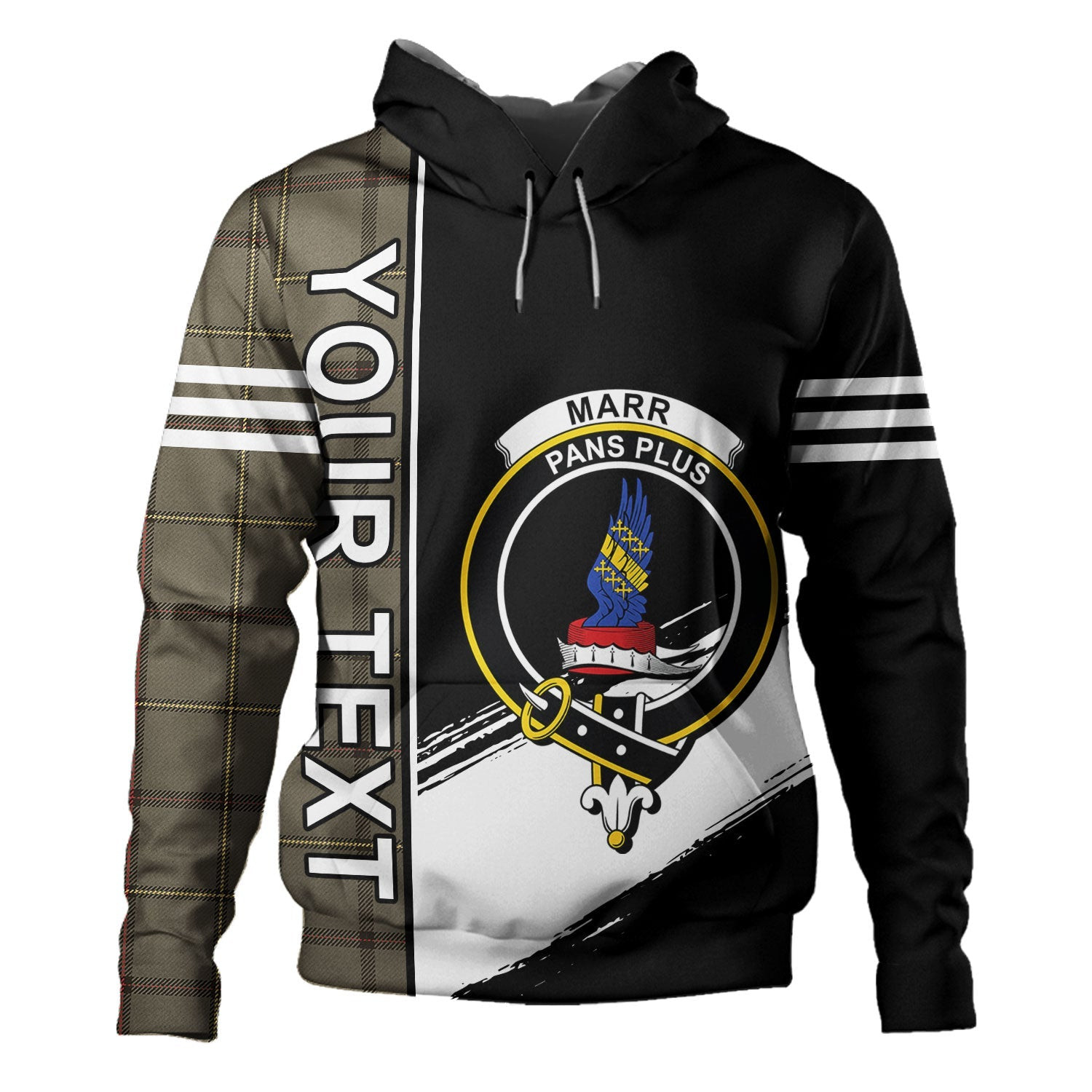 ScotsTee Shop Scottish Marr Weathered Clan Crest Tartan Hoodie Quarter Personalized