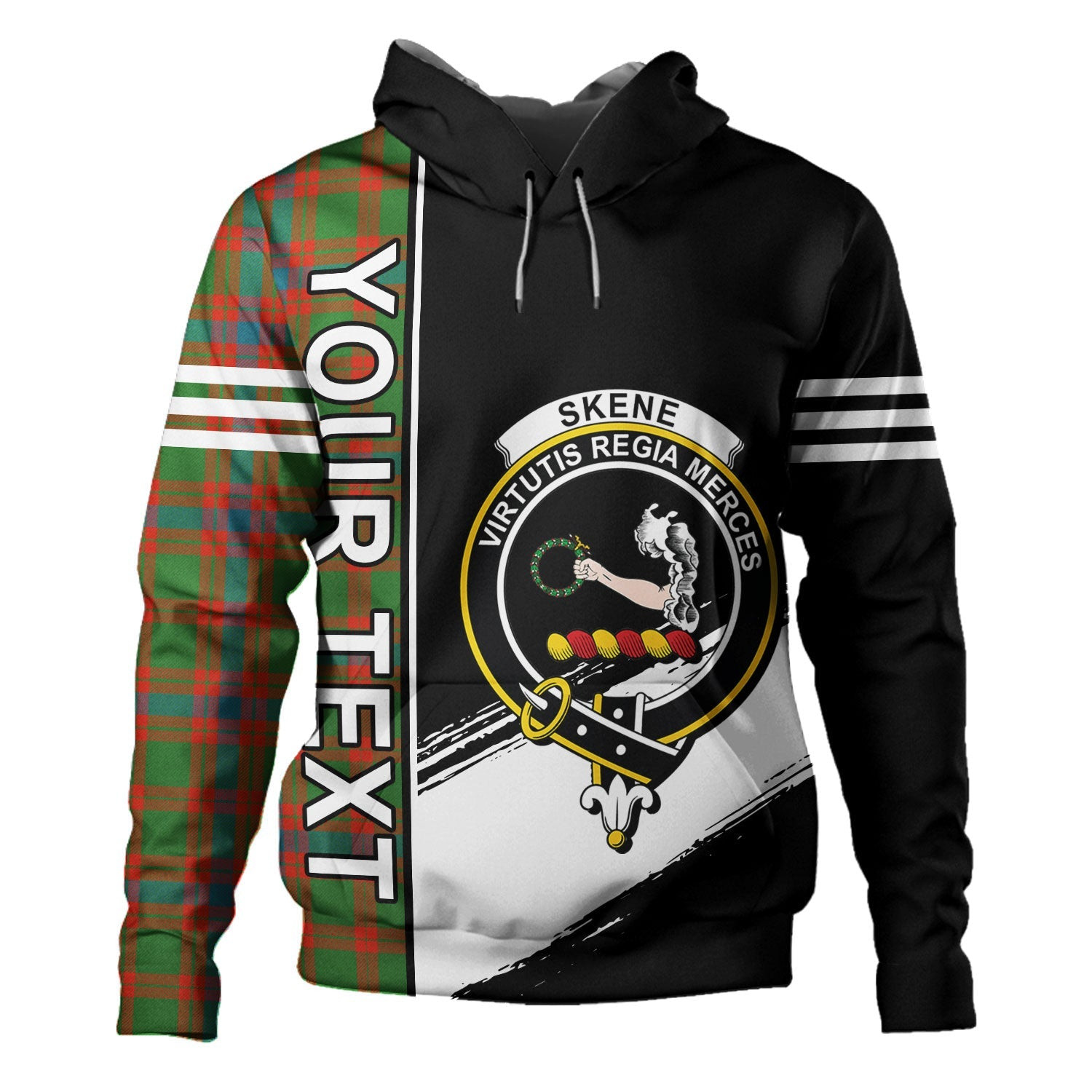 ScotsTee Shop Scottish Skene Ancient Clan Crest Tartan Hoodie Quarter Personalized