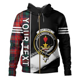 ScotsTee Shop Scottish Rattray of Lude Modern Clan Crest Tartan Hoodie Quarter Personalized