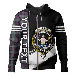 ScotsTee Shop Scottish Murray of Atholl (Murray) Weathered Clan Crest Tartan Hoodie Quarter Personalized