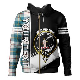 ScotsTee Shop Scottish MacRae of Conchra Ancient Clan Crest Tartan Hoodie Quarter Personalized