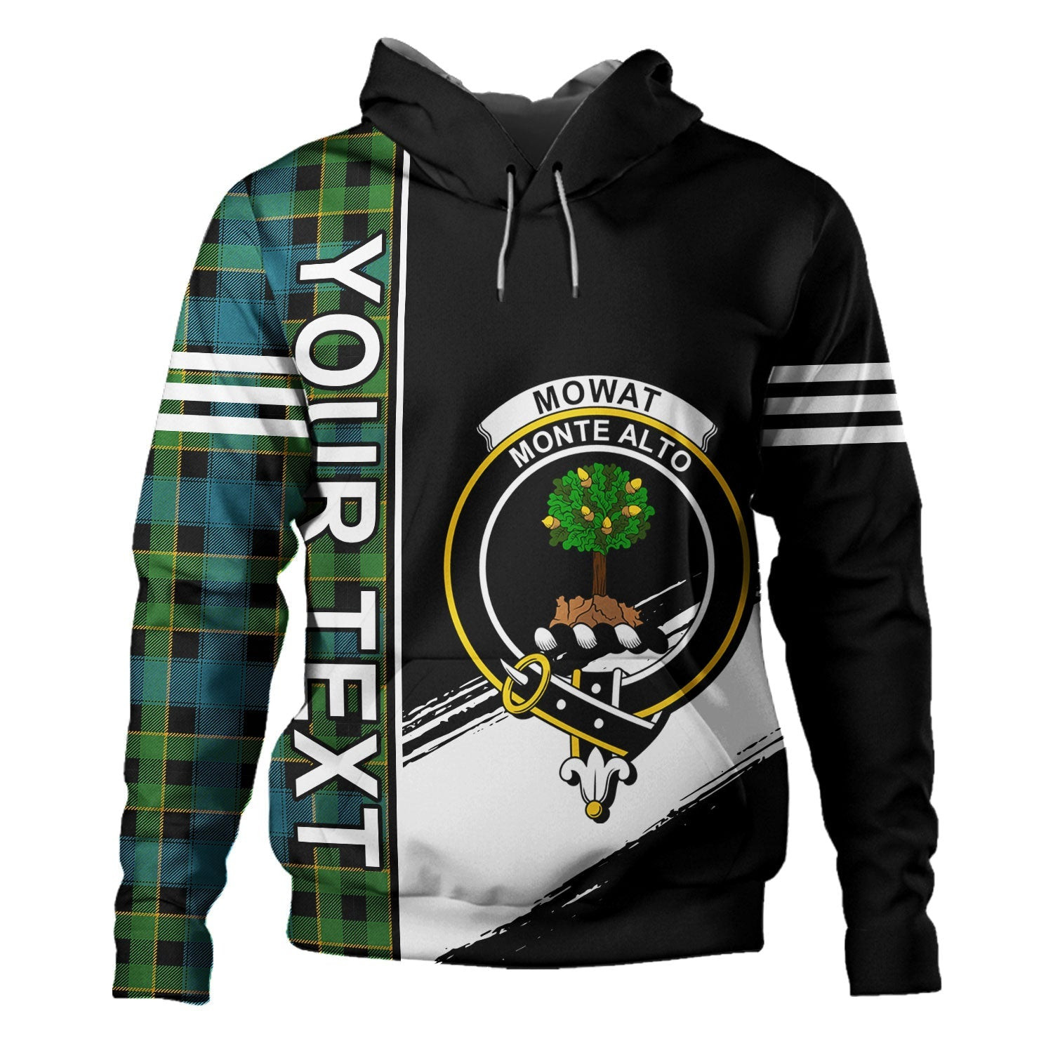 ScotsTee Shop Scottish Mowat Ancient Clan Crest Tartan Hoodie Quarter Personalized