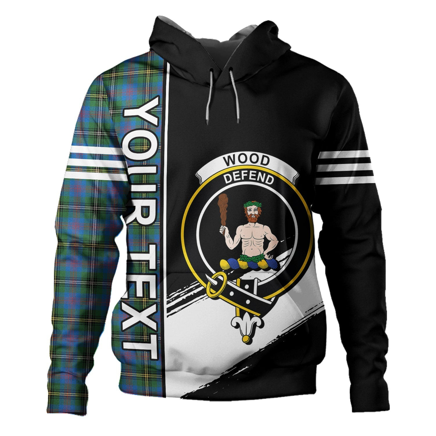 ScotsTee Shop Scottish Wood Ancient Clan Crest Tartan Hoodie Quarter Personalized