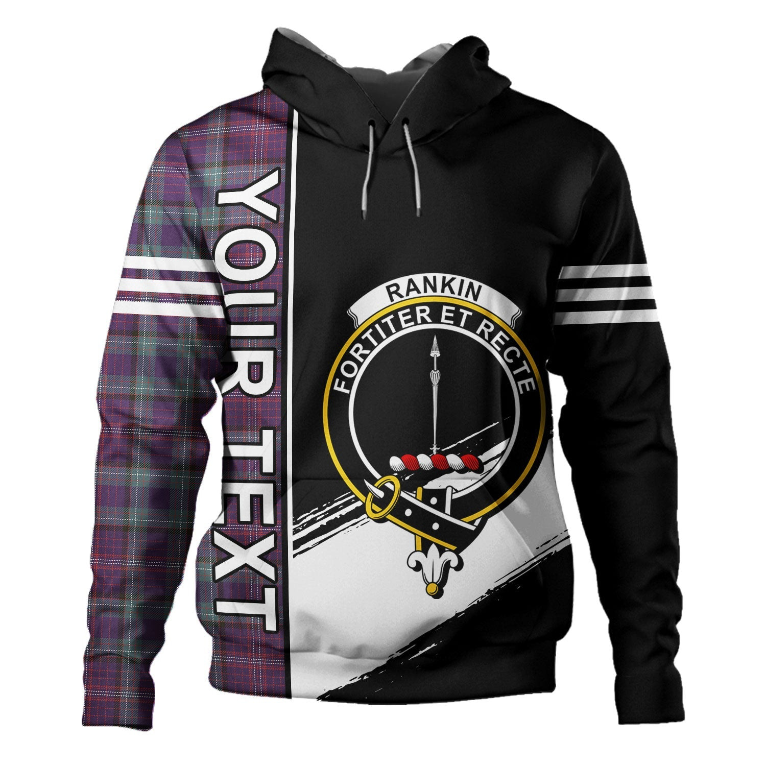 ScotsTee Shop Scottish Rankin Weathered Clan Crest Tartan Hoodie Quarter Personalized