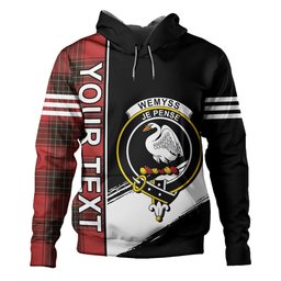 ScotsTee Shop Scottish Wemyss Weathered Clan Crest Tartan Hoodie Quarter Personalized