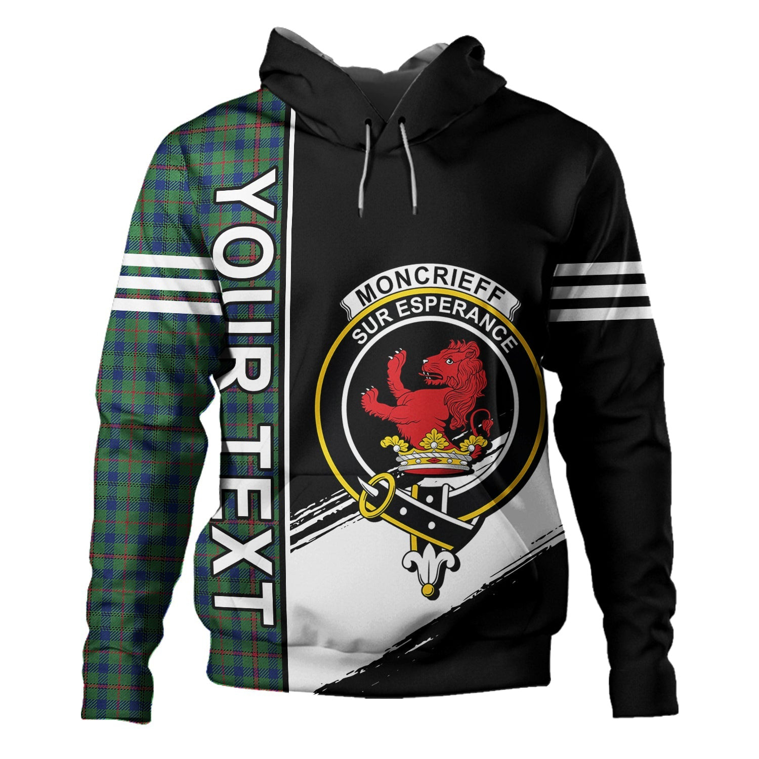 ScotsTee Shop Scottish Moncrieffe of Atholl Modern Clan Crest Tartan Hoodie Quarter Personalized