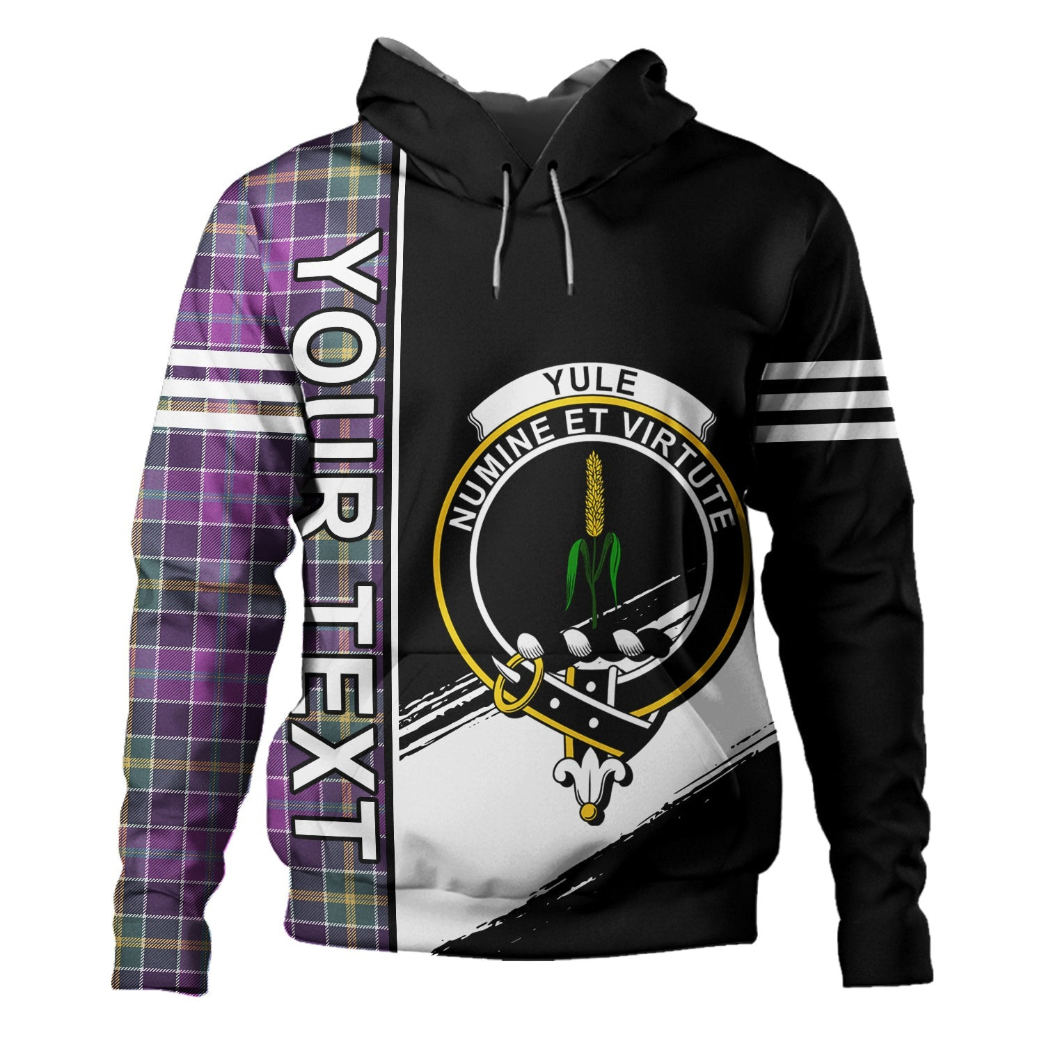 ScotsTee Shop Scottish Yule Weathered Clan Crest Tartan Hoodie Quarter Personalized