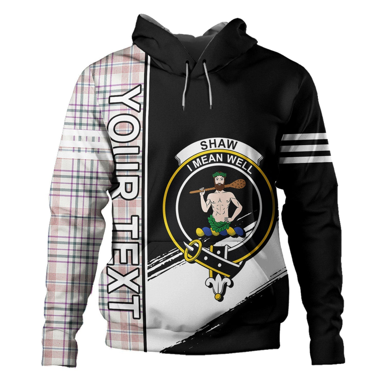 ScotsTee Shop Scottish Shaw Women's Dress Weathered Clan Crest Tartan Hoodie Quarter Personalized