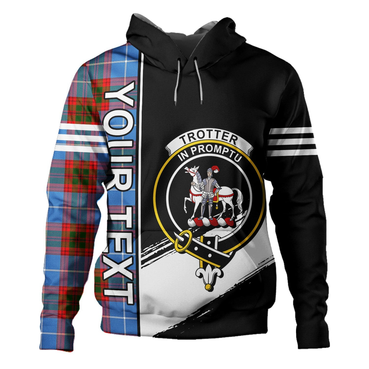 ScotsTee Shop Scottish Trotter Clan Crest Tartan Hoodie Quarter Personalized