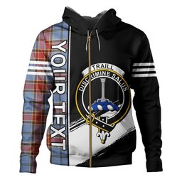 ScotsTee Shop Scottish Traill (Trayle) Ancient Clan Crest Tartan Hoodie Quarter Personalized