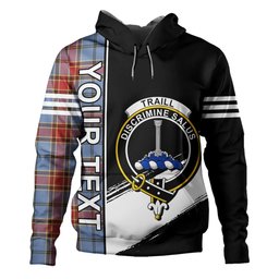 ScotsTee Shop Scottish Traill (Trayle) Ancient Clan Crest Tartan Hoodie Quarter Personalized