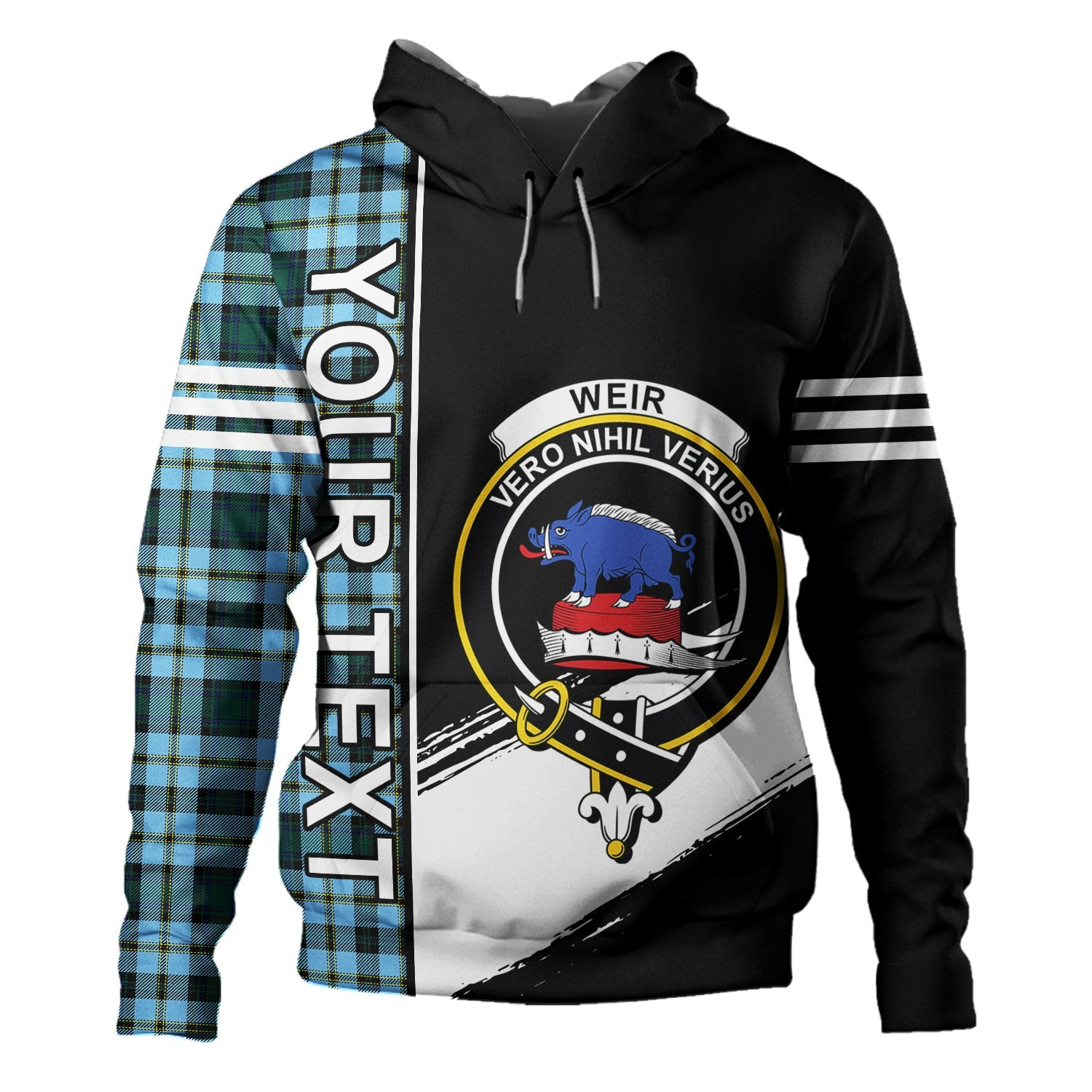 ScotsTee Shop Scottish Weir Modern Clan Crest Tartan Hoodie Quarter Personalized