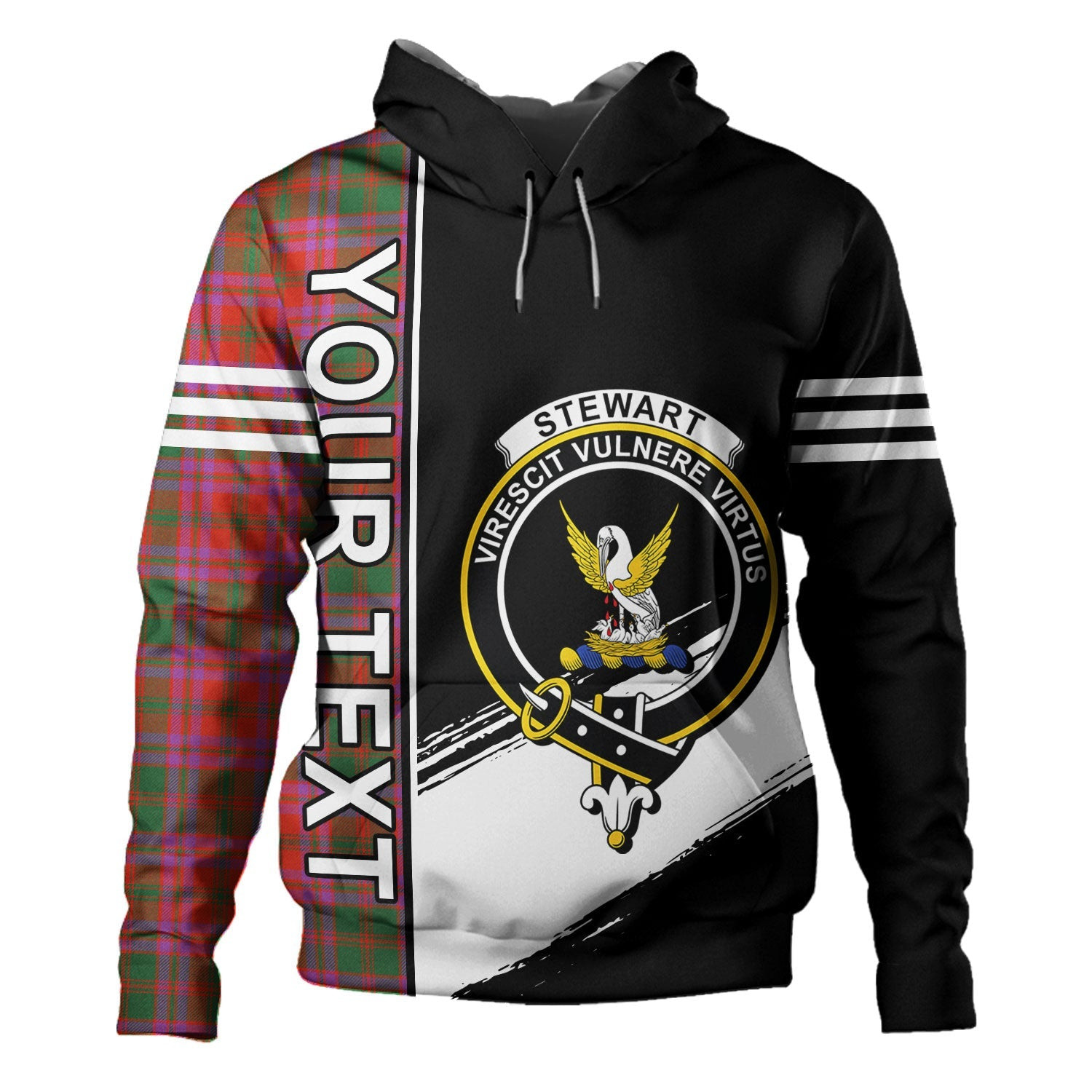 ScotsTee Shop Scottish Stewart of Killiecrankie Ancient Clan Crest Tartan Hoodie Quarter Personalized
