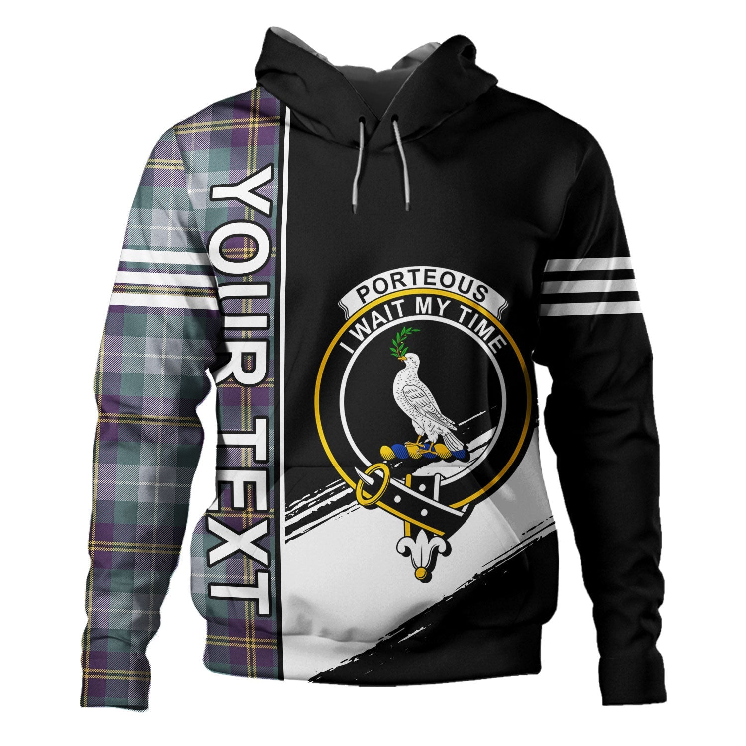 ScotsTee Shop Scottish Porteous Weathered Clan Crest Tartan Hoodie Quarter Personalized