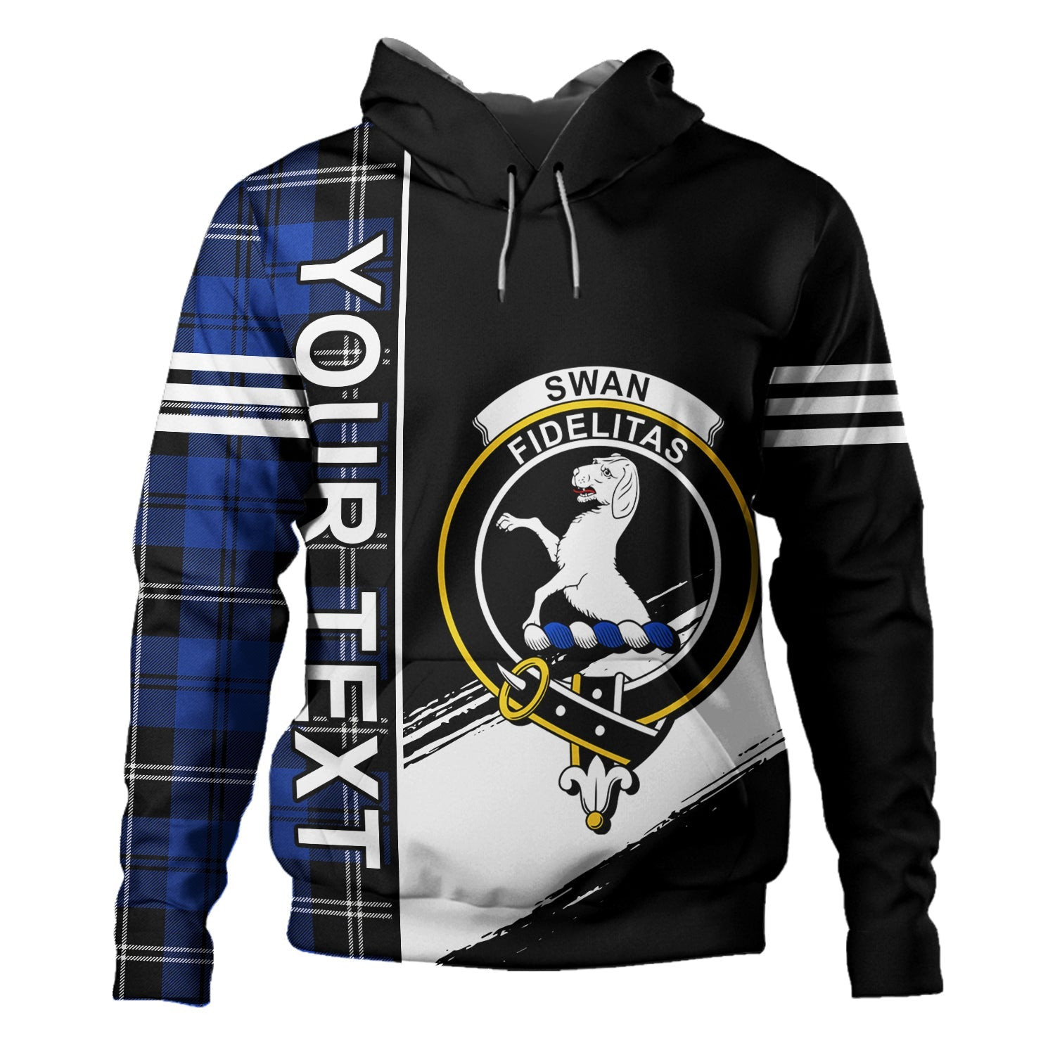ScotsTee Shop Scottish Swan Modern Clan Crest Tartan Hoodie Quarter Personalized