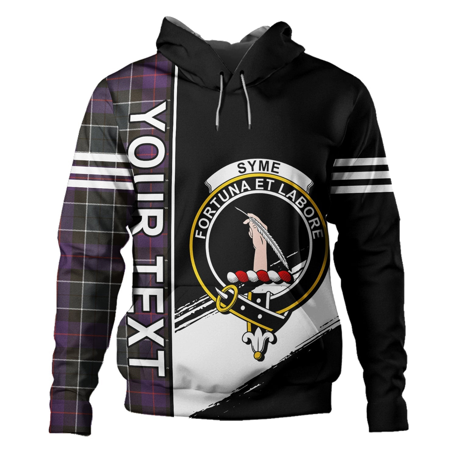 ScotsTee Shop Scottish Syme Weathered Clan Crest Tartan Hoodie Quarter Personalized