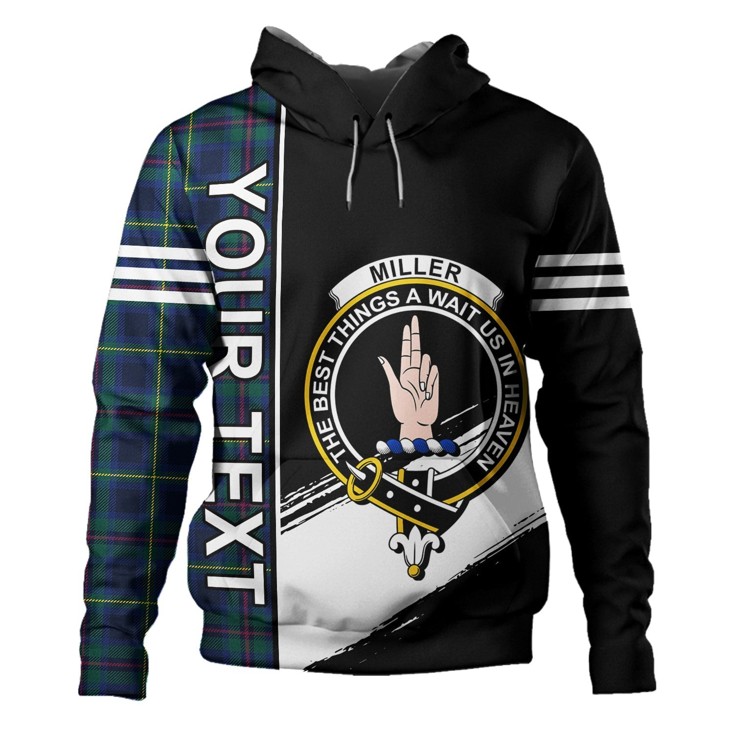 ScotsTee Shop Scottish Miller Modern Clan Crest Tartan Hoodie Quarter Personalized
