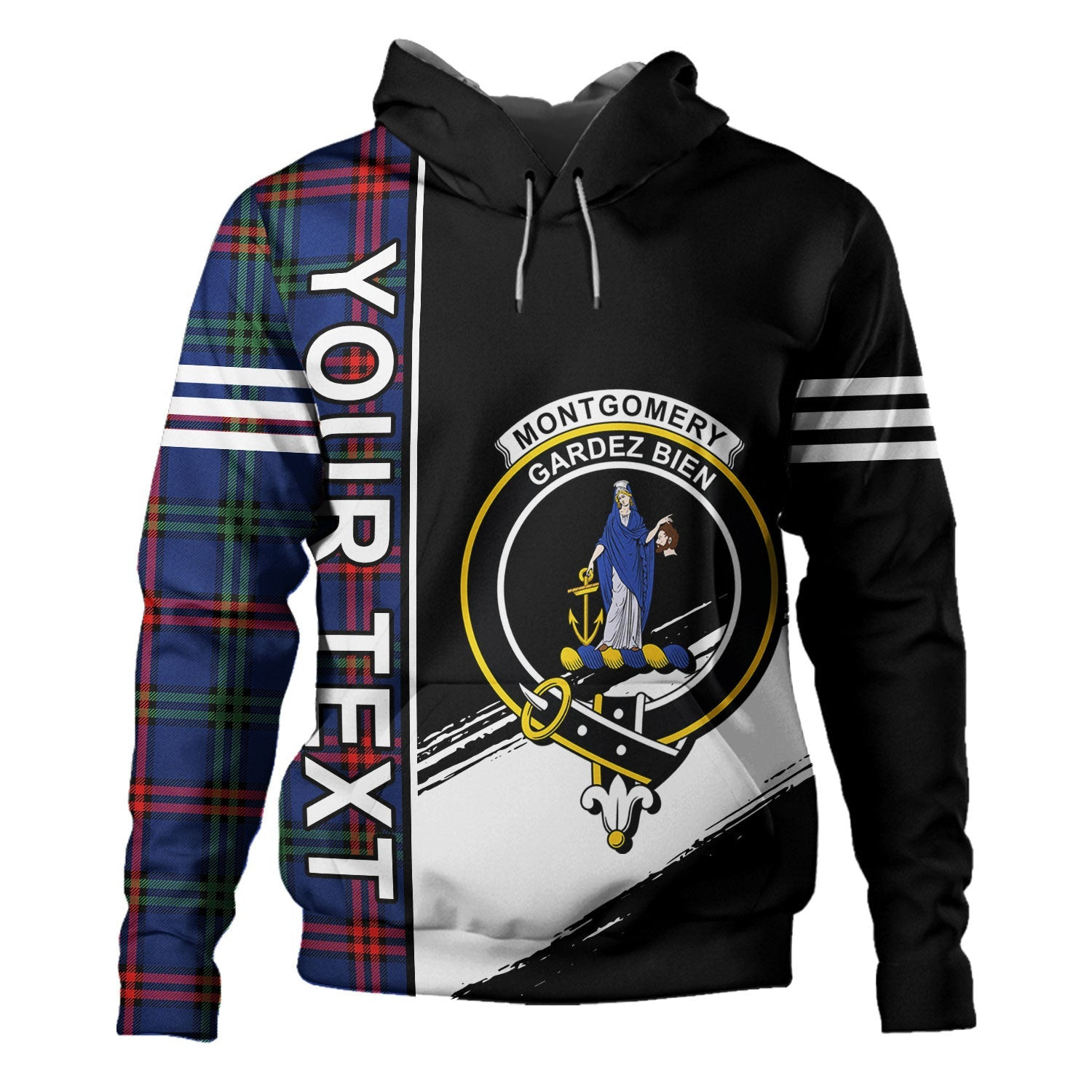 ScotsTee Shop Scottish Montgomery Modern Clan Crest Tartan Hoodie Quarter Personalized