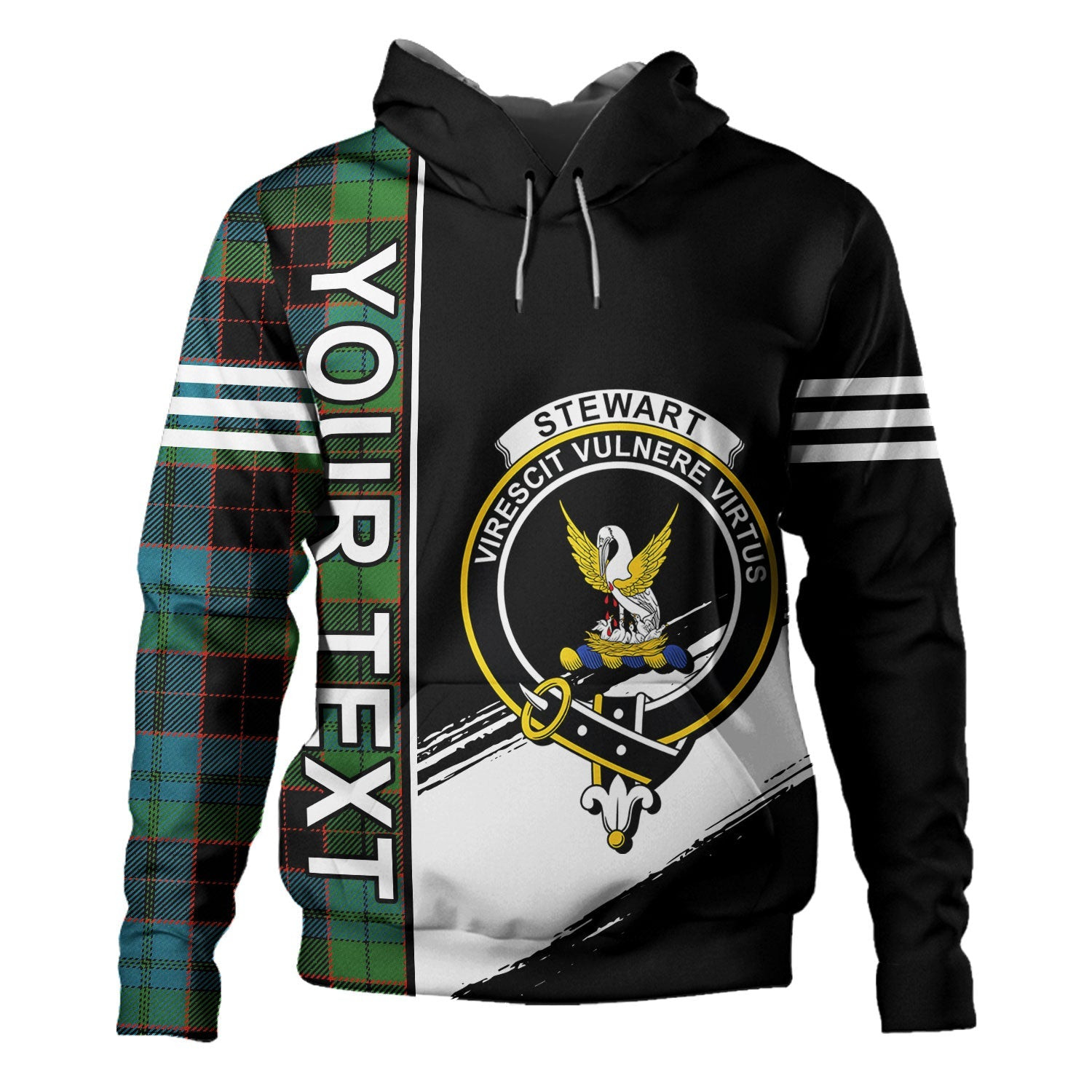 ScotsTee Shop Scottish Stewart Old Ancient Clan Crest Tartan Hoodie Quarter Personalized