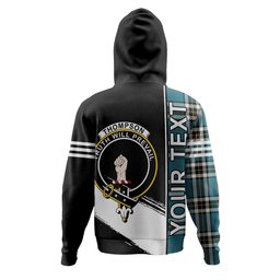 ScotsTee Shop Scottish Thomson Blue (MacThomas Blue Thompson Dress) Ancient Clan Crest Tartan Hoodie Quarter Personalized