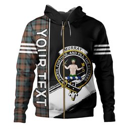 ScotsTee Shop Scottish Murray of Atholl variation (Murray of Atholl; variation) Weathered Clan Crest Tartan Hoodie Quarter Personalized