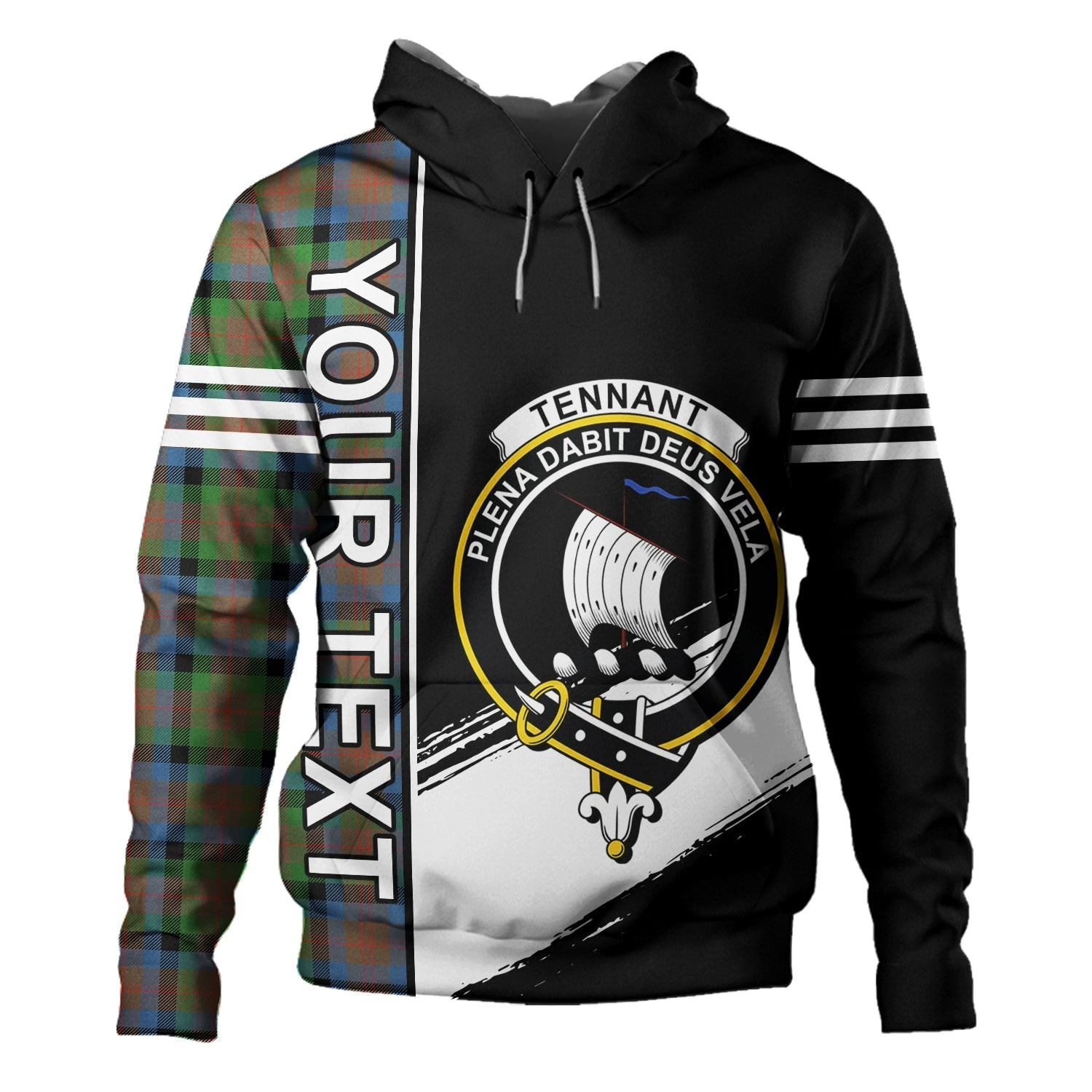 ScotsTee Shop Scottish Tennant Ancient Clan Crest Tartan Hoodie Quarter Personalized